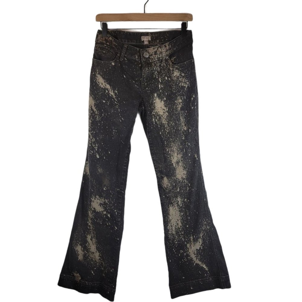 Custom bleach dye J Jill flare black jeans 6